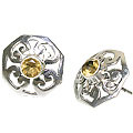 7957: Yellow citrine  post earrings