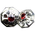 7958: Silver Setting Maroon garnet  star earrings
