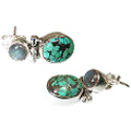 8033: Silver Setting green turquoise  american-southwest earrings