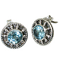 Design 8037: blue blue topaz gothic-medieval earrings