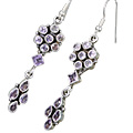 8068: Silver Setting purple amethyst  chandelier earrings