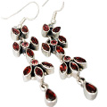 Design 8069: red garnet flower earrings