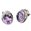 851: Silver Setting purple amethyst  post earrings