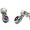 Design 8759: purple pearl ethnic earrings