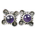 8761: Silver Setting purple amethyst  flower earrings