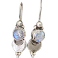 8775: Silver Setting blue,green labradorite  danglers earrings