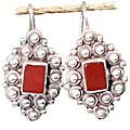 8805: Silver Setting red carnelian  danglers earrings