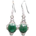 8855: Green malachite  danglers earrings