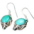 8857: Blue turquoise  danglers earrings