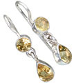 8862: Silver Setting yellow citrine  drop earrings