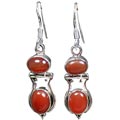 8866: Silver Setting Red carnelian  danglers earrings