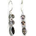 8868: Silver Setting brown smoky quartz  danglers earrings