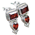 8951: red garnet  post earrings