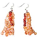 Design 9073: orange carnelian multistrand earrings