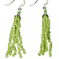Design 9078: green peridot multistrand earrings
