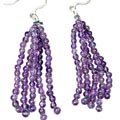 9083: Silver Beaded Purple amethyst  multistrand earrings