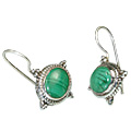 9102: Silver Setting green malachite earrings