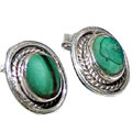9103: Silver Setting green malachite american-southwest earrings