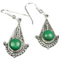 9106: Silver Setting Green malachite american-southwest earrings