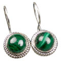 9109: Green malachite earrings