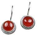 9116: Silver Setting orange carnelian earrings