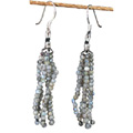 9164: Silver Beaded Grey labradorite  multistrand earrings