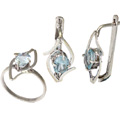 9230: Silver Setting Blue blue topaz  hoop-earrings earrings
