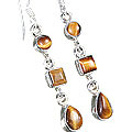 939: brown tiger eye  danglers earrings