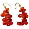 Design 942: orange carnelian drop, halloween earrings