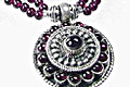 1107: Silver Setting red garnet medallion necklaces