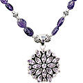 1155: purple amethyst  flower necklaces