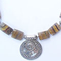 1215: Silver Beaded yellow fluorite necklaces