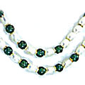 1223: green,white pearl  multistrand necklaces