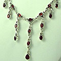 1247: Silver Setting red garnet  drop necklaces