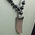 Design 1262: black,pink hematite claw necklaces