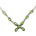 12638: Silver Setting green peridot  christmas necklaces