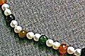 127: Beaded white,multi-color pearl  strand necklaces