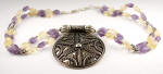 Design 1310: purple,yellow amethyst medallion necklaces