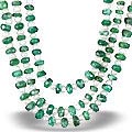 Design 13513: green,white emerald classic, multistrand necklaces