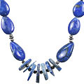 13525: Silver Beaded blue lapis lazuli ethnic necklaces