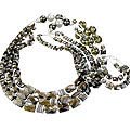 14076: Silver Setting brown smoky quartz tumbled necklaces