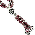 14114: Silver Beaded pink tourmaline classic necklaces
