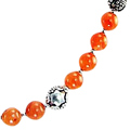 1460: Silver Beaded orange carnelian  strand necklaces
