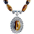 Design 1461: brown,multi-color tiger eye pendant necklaces