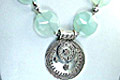 1462: Silver Setting blue,green chalcedony medallion necklaces