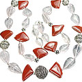 Design 14624: pink,red rose quartz drop necklaces