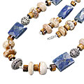 Design 14827: blue,brown,yellow lapis lazuli necklaces