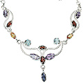 1852: Silver Setting multi-color multi-stone necklaces