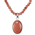 265: Beaded brown goldstone  pendant necklaces