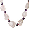 3067: pink,purple rose quartz necklaces